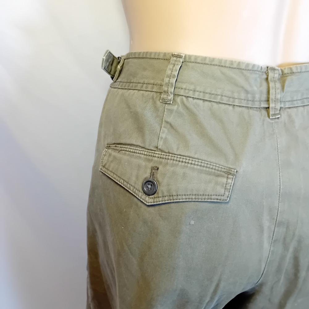 Women's Club Monaco High Rise Utility Chino Trouser Pants Straight Leg Olive 8 - Picture 13 of 16